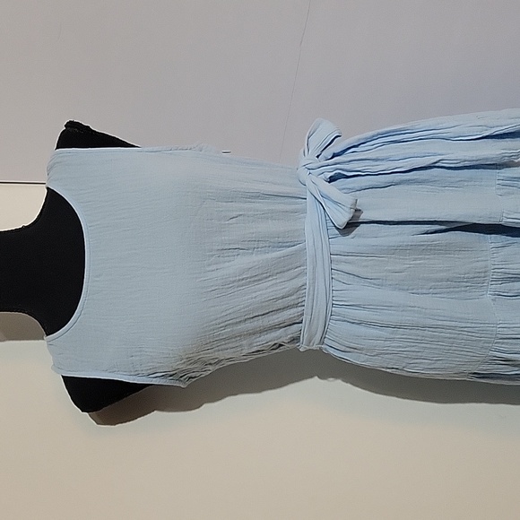 J. Crew Light Blue Tiered Gauzy Maxi Dress Matching Cloth Belt Pockets Size 2 - Picture 2 of 7